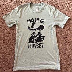 Women’s Mint Green Graphic T-Shirt with Rip Wheeler from Yellowstone, size Small